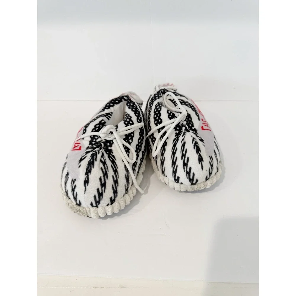 Banned Goods Mens Women's Kids Oversized Zebra Sneaker Slippers BNND-247 White